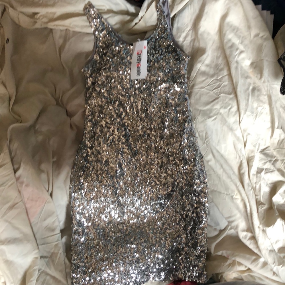 Silver sequined party dress